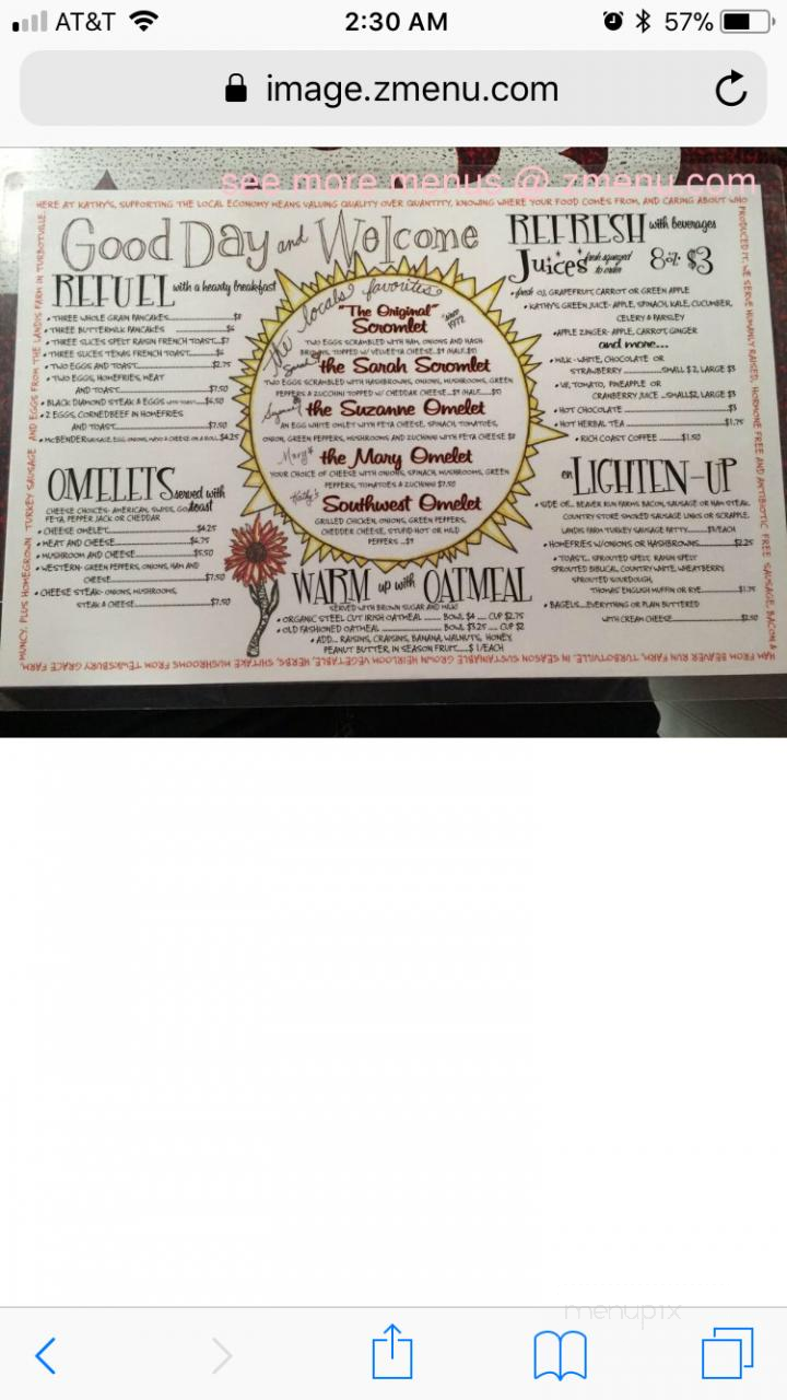 Kathy's Cafe - Hughesville, PA menu_pic