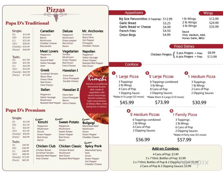 Papa D's Pizza & Variety - East Gwillimbury, ON menu_pic