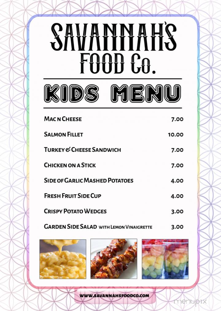 Savannah's Food Co - Bartlett, TN menu_pic
