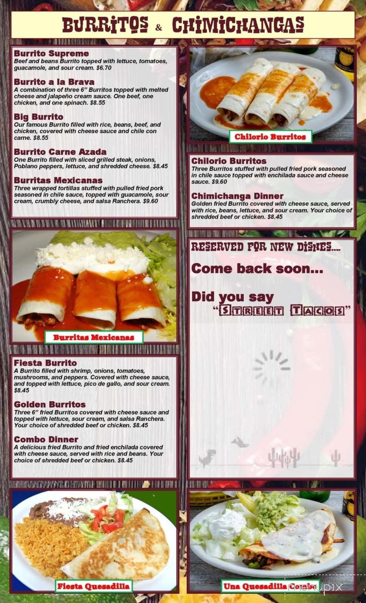 La Fiesta Brava Mexican Restaurant - West Point, MS menu_pic