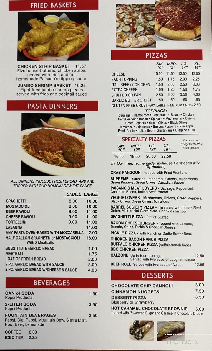 Paisanos Ristorante - Princeton, IL menu_pic