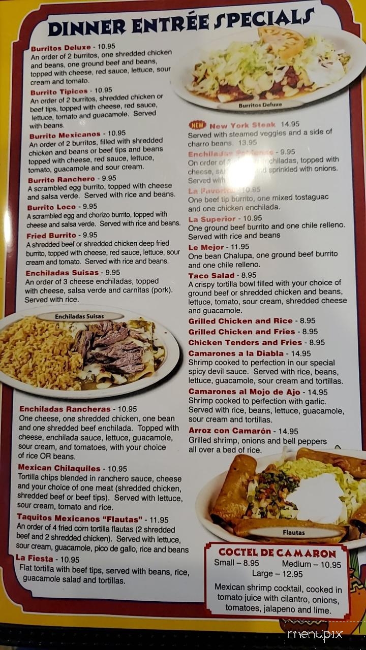 Menu of La Fiesta Mexican Restaurant in Canton, IL 61520