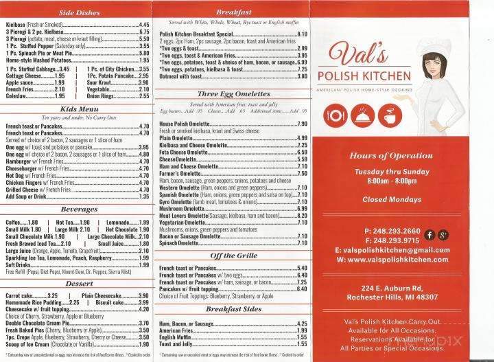 Val's Polish Kitchen - Rochester, MI menu_pic