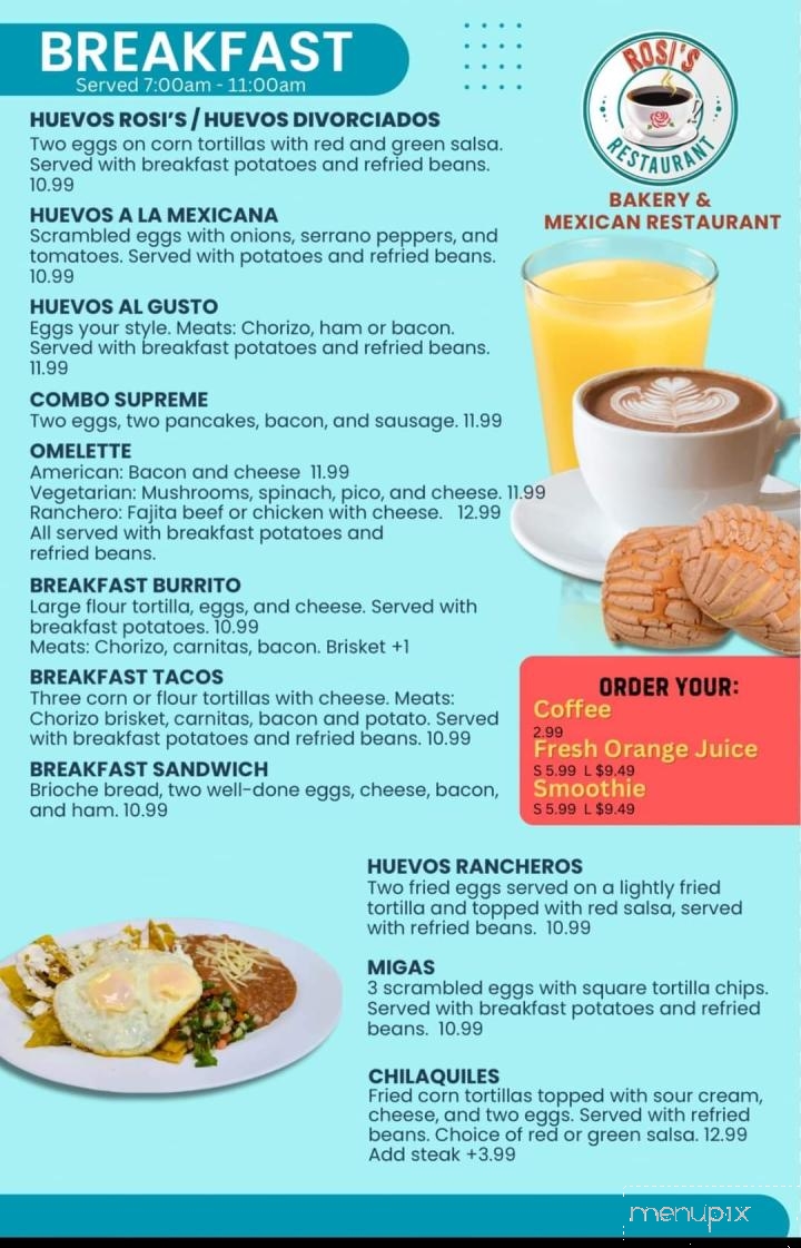 Rosi's Cafe - Garland, TX menu_pic