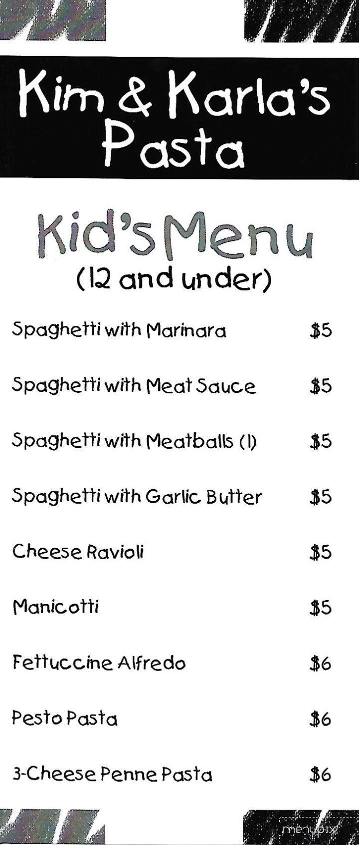 Kim and Karla's Pasta - Redmond, OR menu_pic