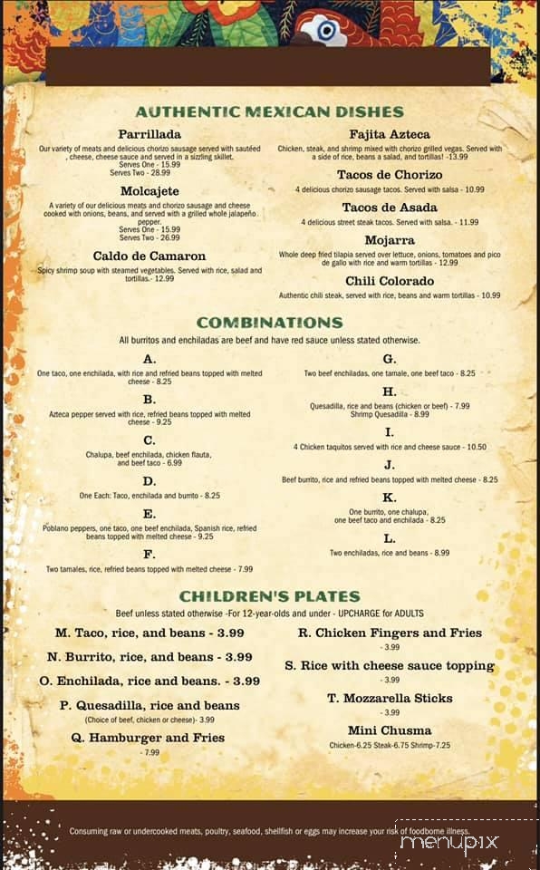Azteca Mexican - Columbia, MS menu_pic