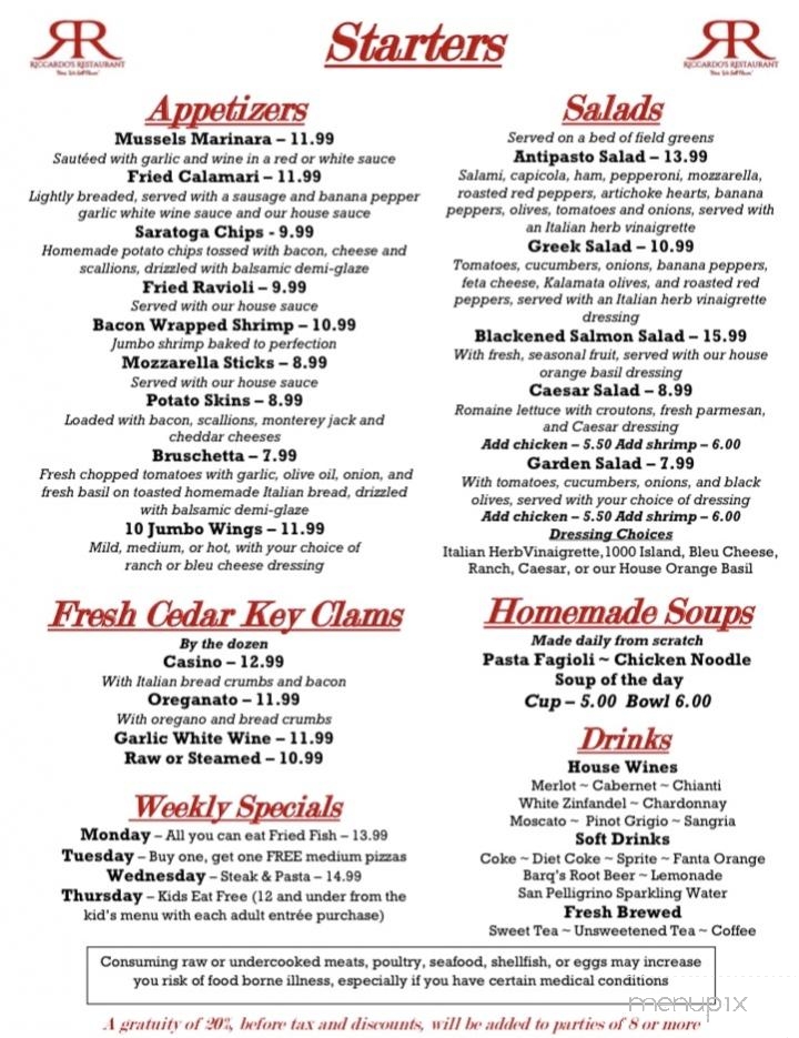Riccardo's - Belleview, FL menu_pic