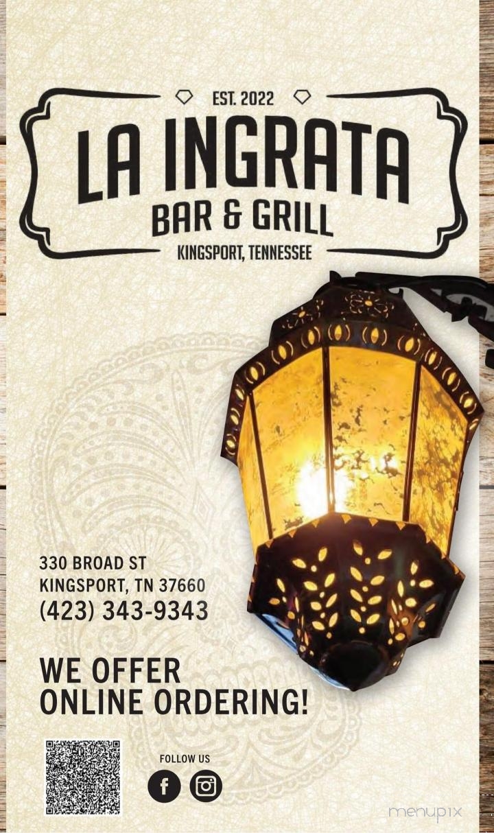 La Ingrata Bar & Grill 2 - Kingsport, TN menu_pic