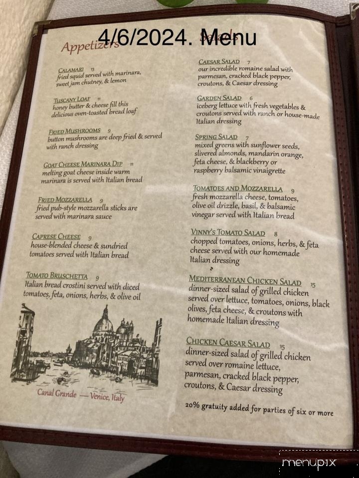 Vinny's Taste Of Italy - Chester, SC menu_pic
