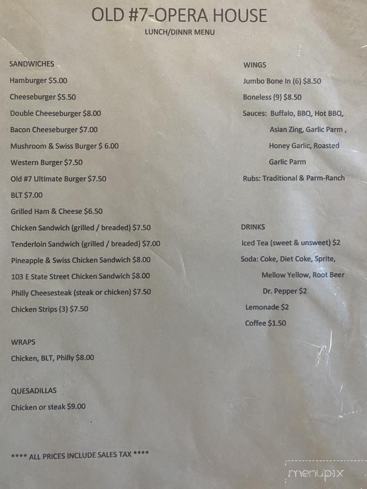Palmyra Opera House - Palmyra, IL menu_pic