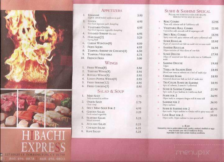Hibachi Express - Torrington, CT menu_pic