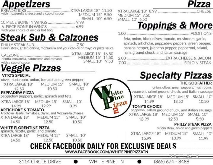 White Pine Pizza 2 - White Pine, TN menu_pic