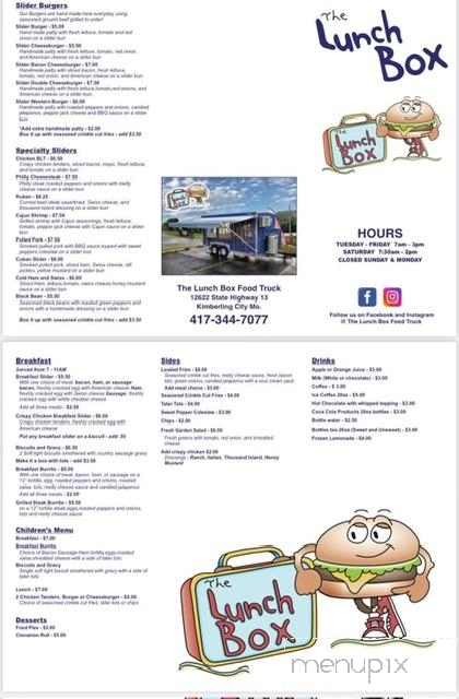 The Lunch Box Food Truck - Kimberling City, MO menu_pic
