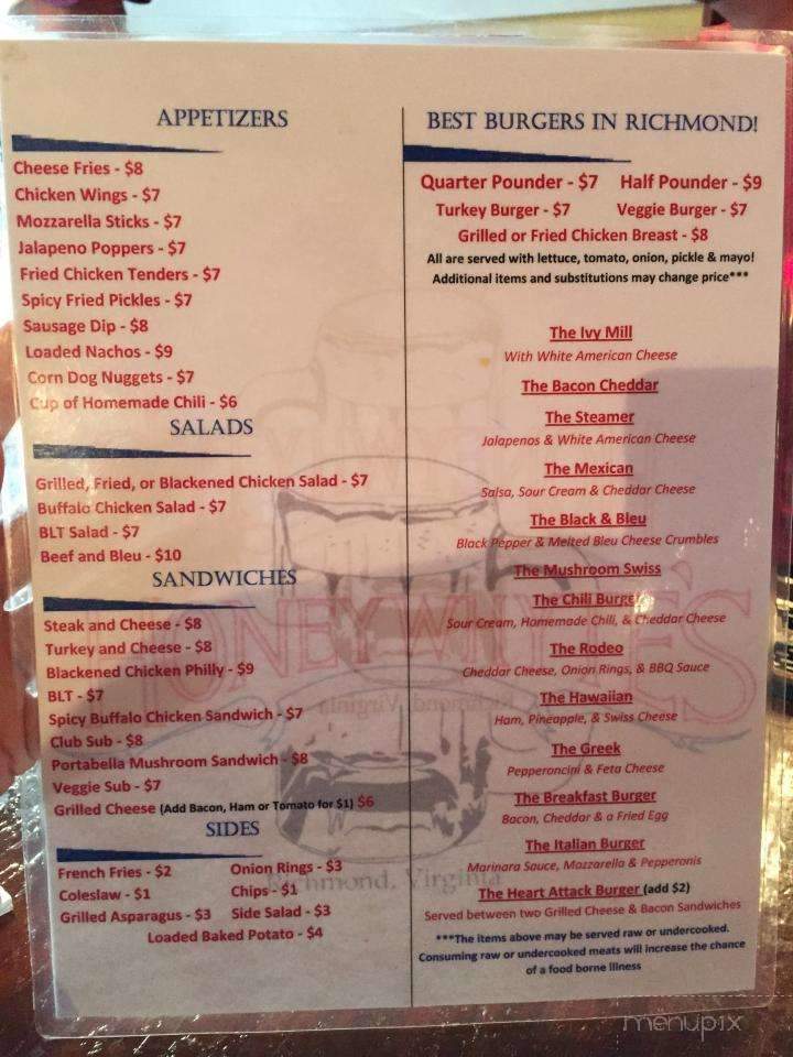 Honey Whytes All American Cafe - Richmond, VA menu_pic
