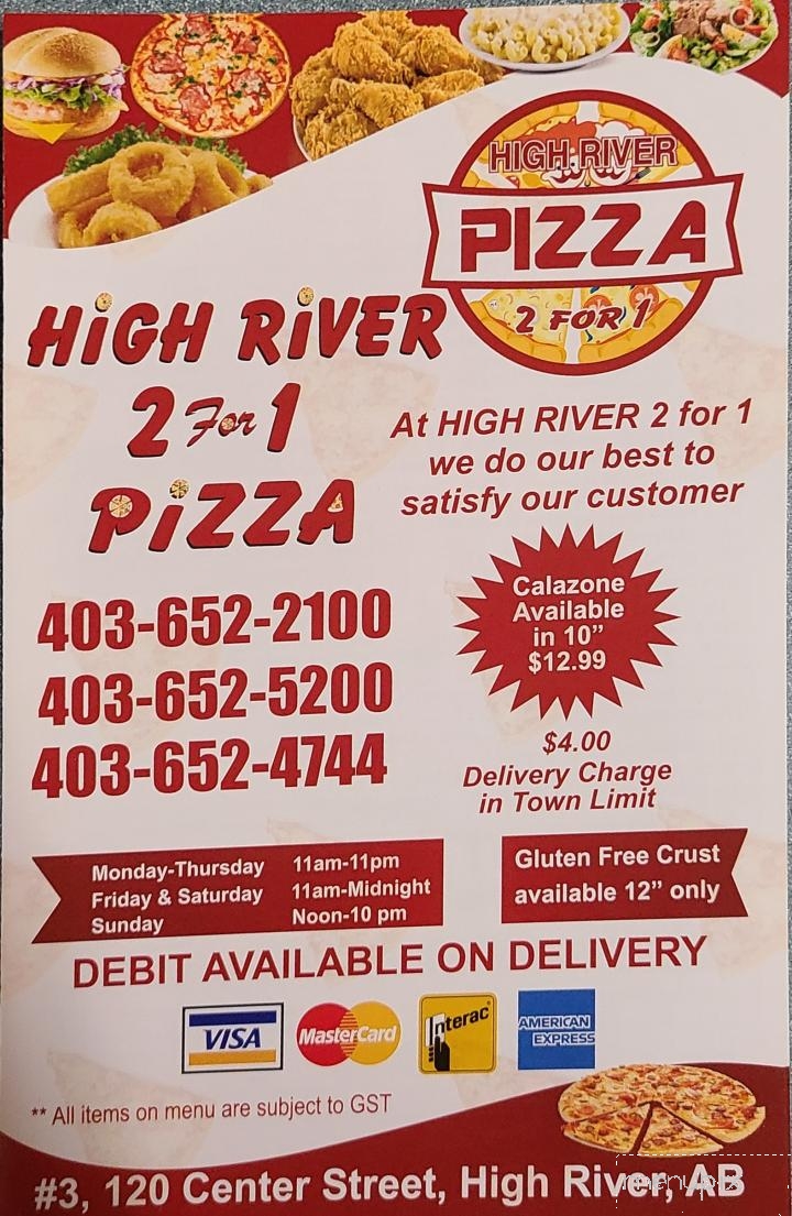 High River 2 for 1 Pizza - High River, AB menu_pic