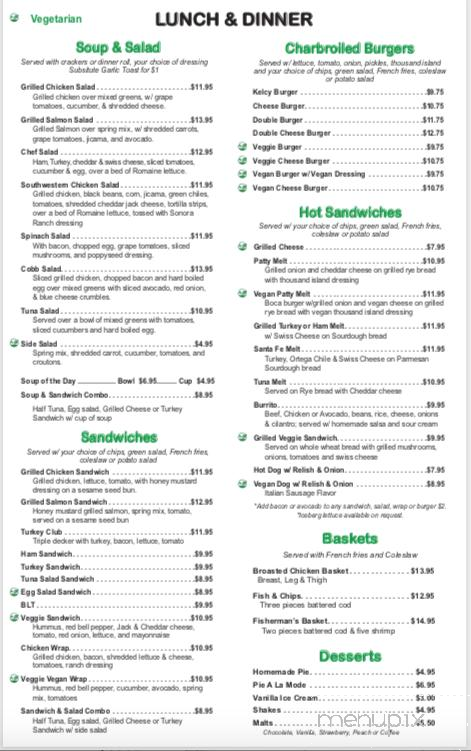 Kelcy's Restaurant - Tehachapi, CA menu_pic