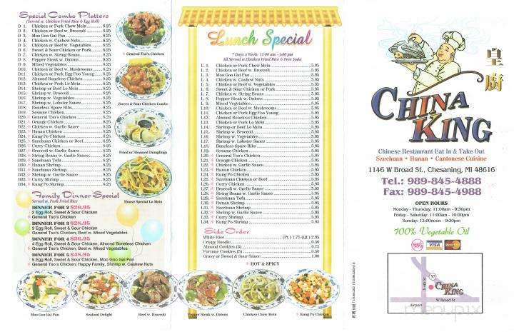 China King - Chesaning, MI menu_pic