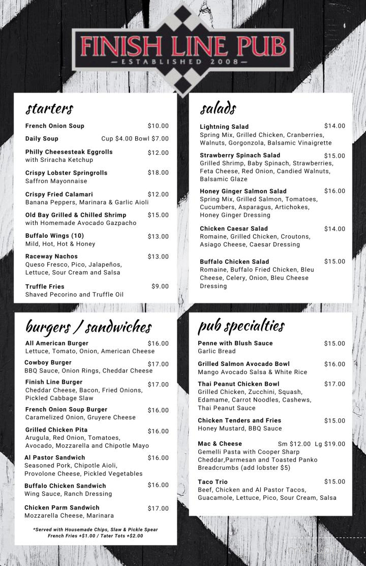 The Finish Line Pub - Millville, NJ menu_pic