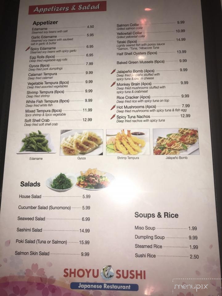 Shoyu Sushi - Bakersfield, CA menu_pic