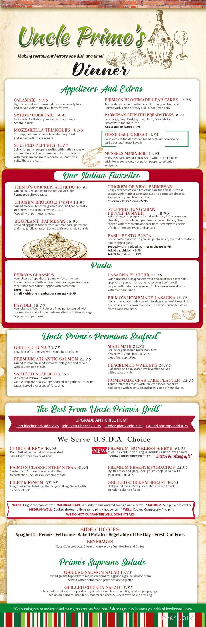 Uncle Primo's - New Philadelphia, OH menu_pic
