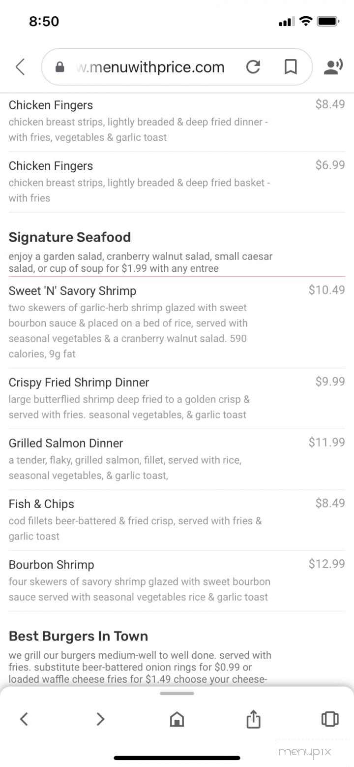 Garfields Restaurant & Pub - Reidsville, NC menu_pic