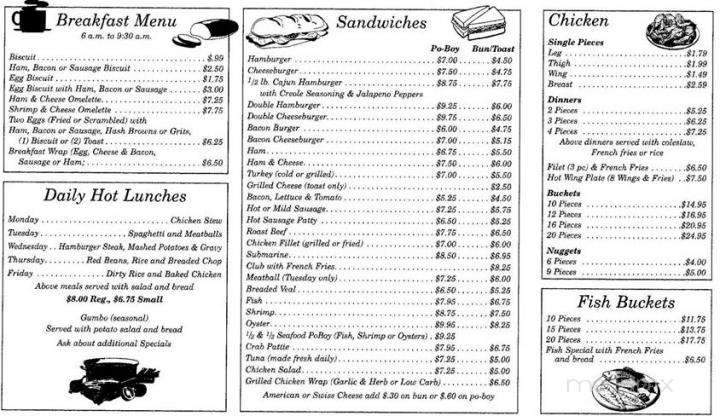 Sandwich World - Gramercy, LA menu_pic