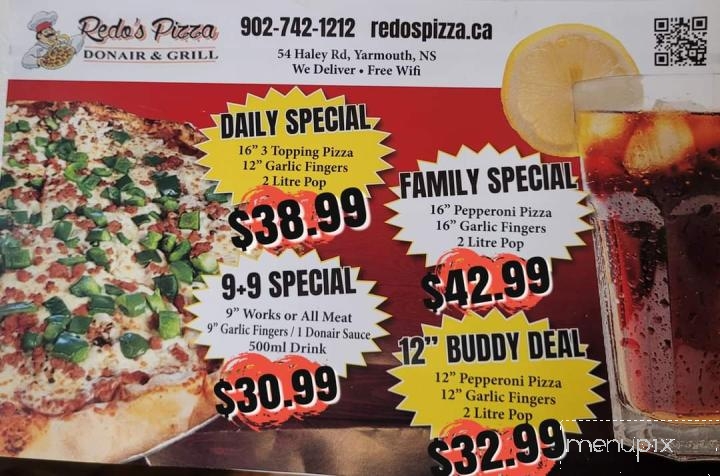 Redo's Pizza Donair & Grill - Yarmouth, NS menu_pic