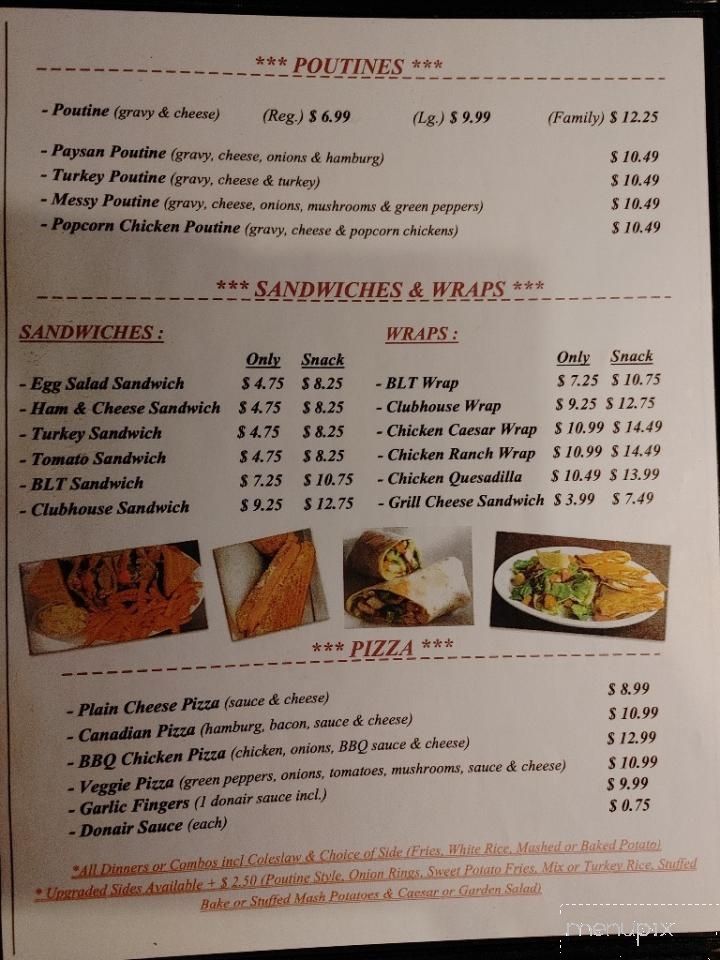 Paysan Restaurants - Saint Antoine-De-Kent, NB menu_pic