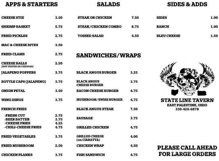 State Line Tavern - East Palestine, OH menu_pic