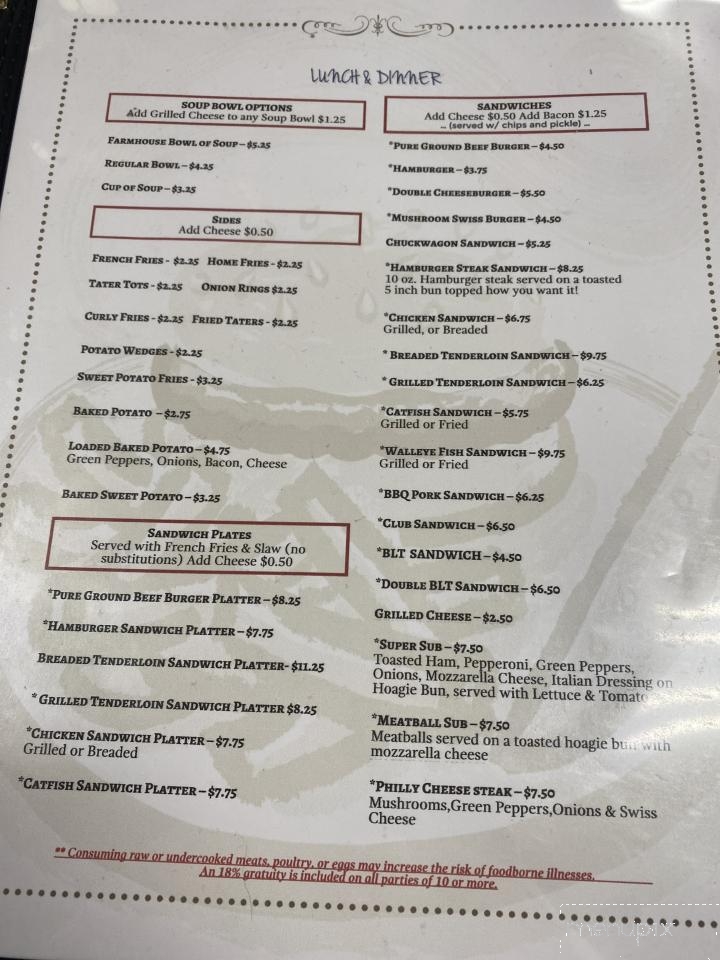 Farm House Restaurant - Byrdstown, TN menu_pic