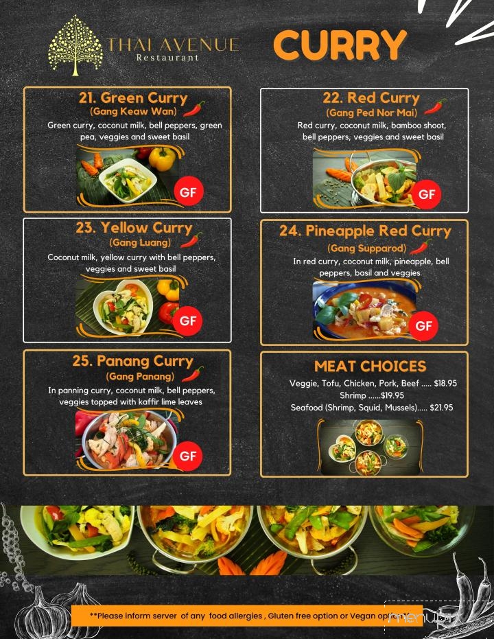 Thai Avenue Restaurant - Edmonton, AB menu_pic