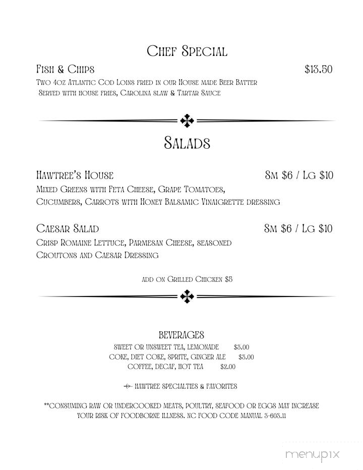 Hawtrees Bar and Grill - Burnsville, NC menu_pic