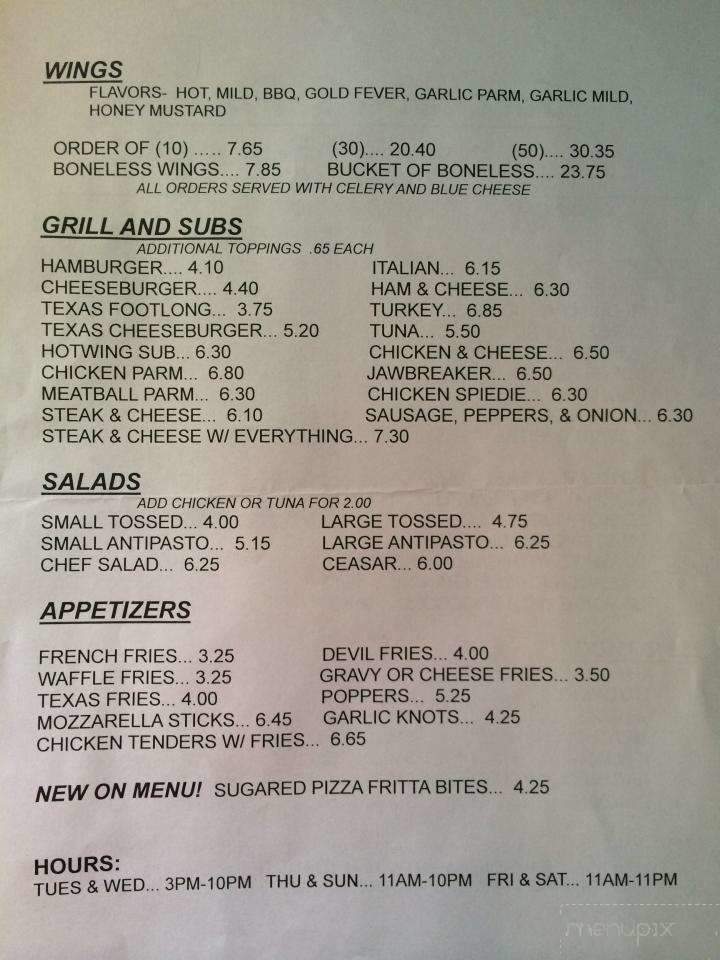 Ciccone's Pizza - Old Forge, PA menu_pic