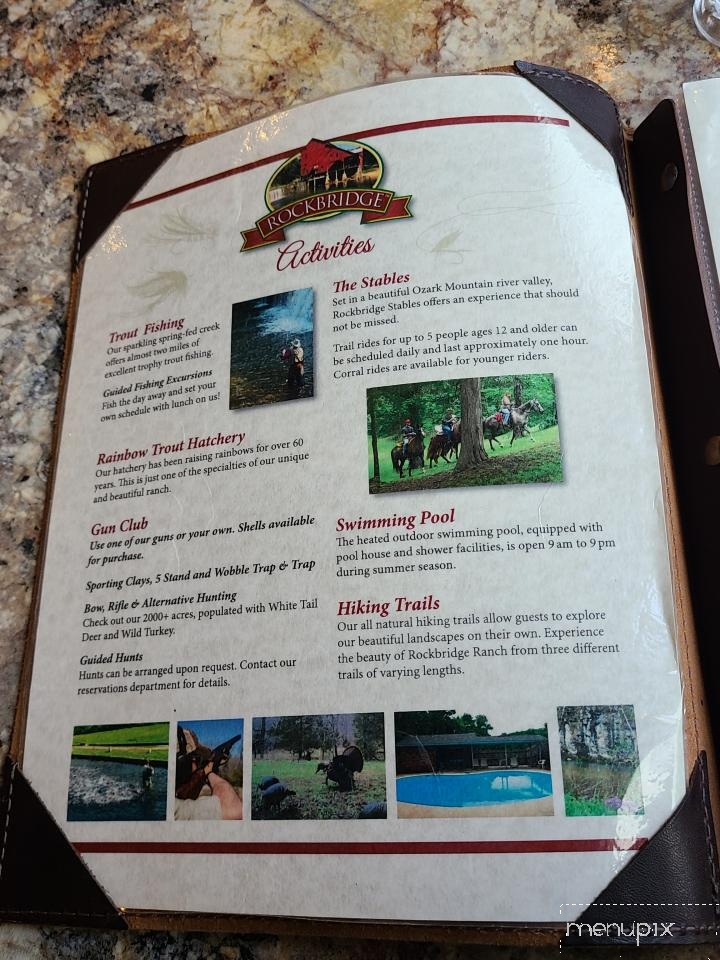 Rainbow Trout & Game Ranch Restaurant - Rockbridge, MO menu_pic