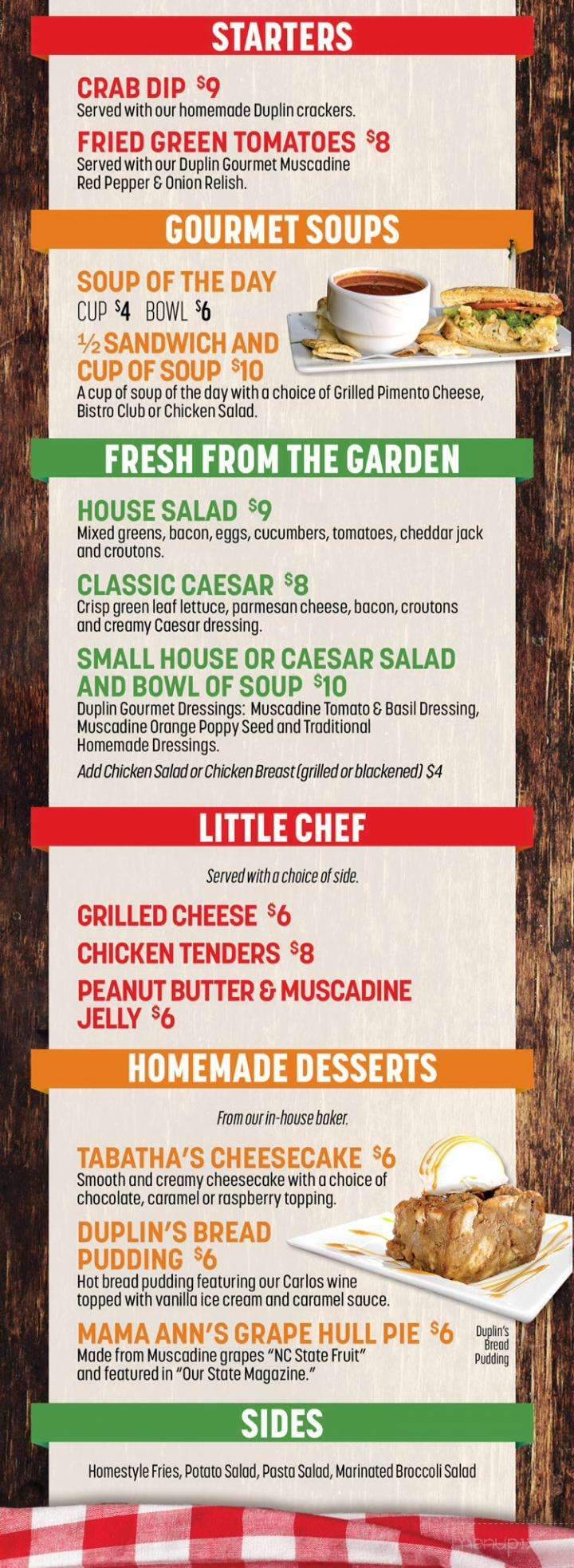 Bistro At Duplin Winery - Rose Hill, NC menu_pic