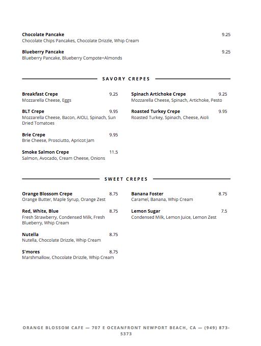Orange Blossom Cafe - Newport Beach, CA menu_pic