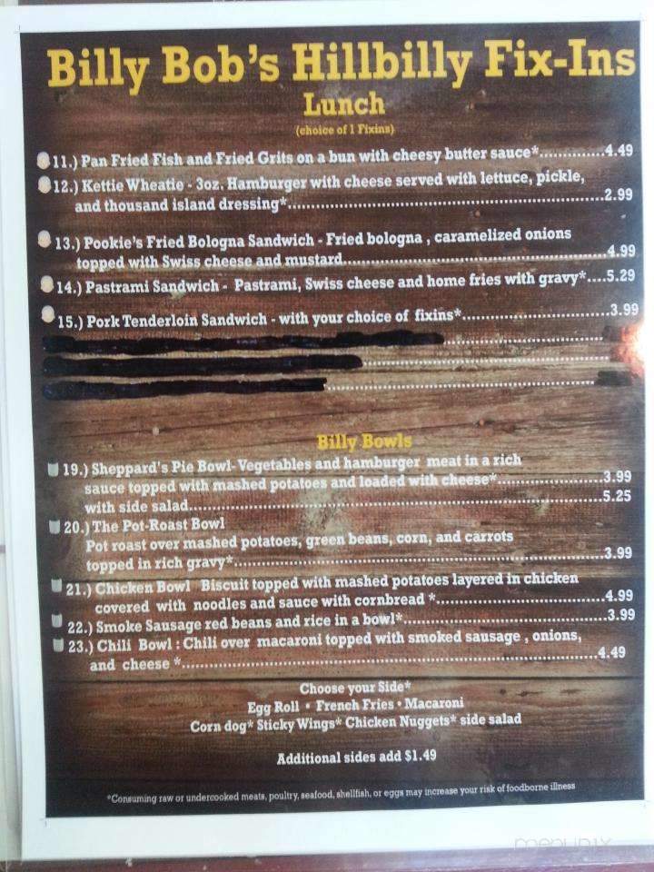 Billy Bob's Hillbilly Fixins' - Brunswick, GA menu_pic
