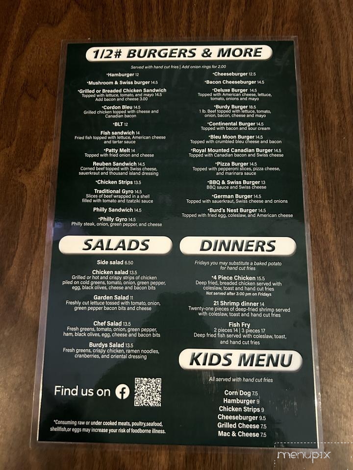 Burdy's Sports Bar & Grill - Weyerhaeuser, WI menu_pic