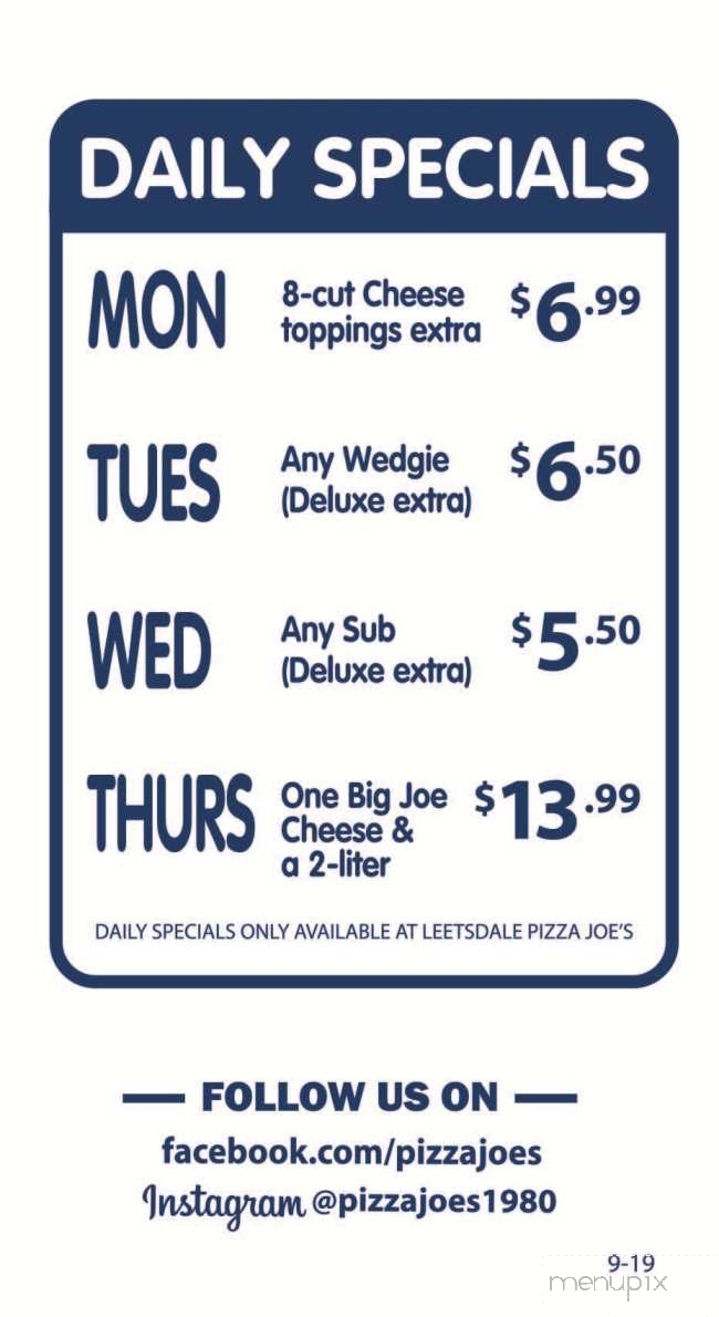 Pizza Joe's - Ambridge, PA menu_pic