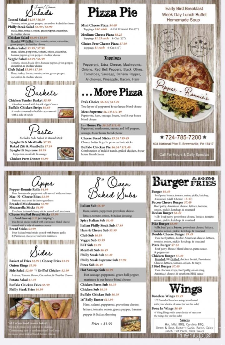 Pepperonnies Family Restaurant - Brownsville, PA menu_pic