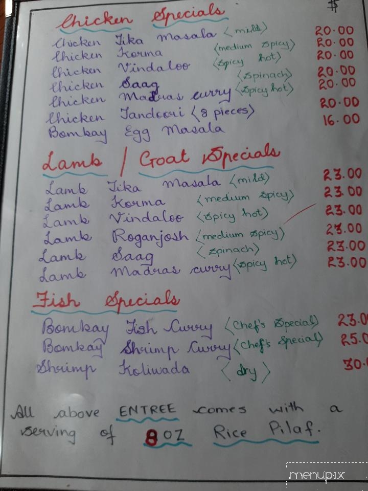 Ahana's Bombay Grille - Bonita Springs, FL menu_pic