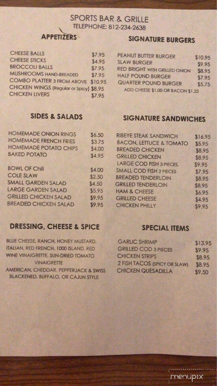 Bohannon's East - Terre Haute, IN menu_pic