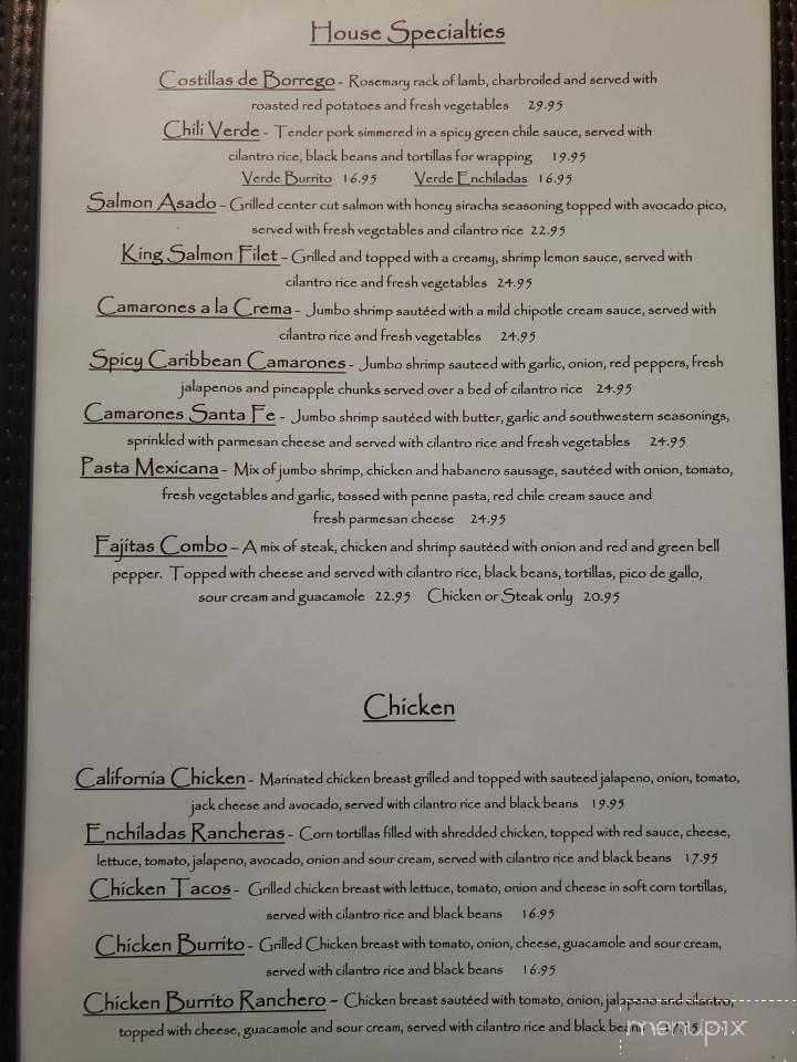 Cascada - Placerville, CA menu_pic