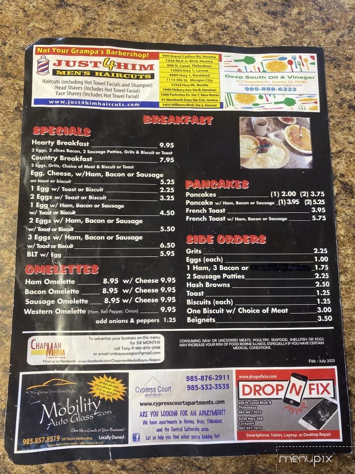Blackie's Po-Boy Shop - Lockport, LA menu_pic