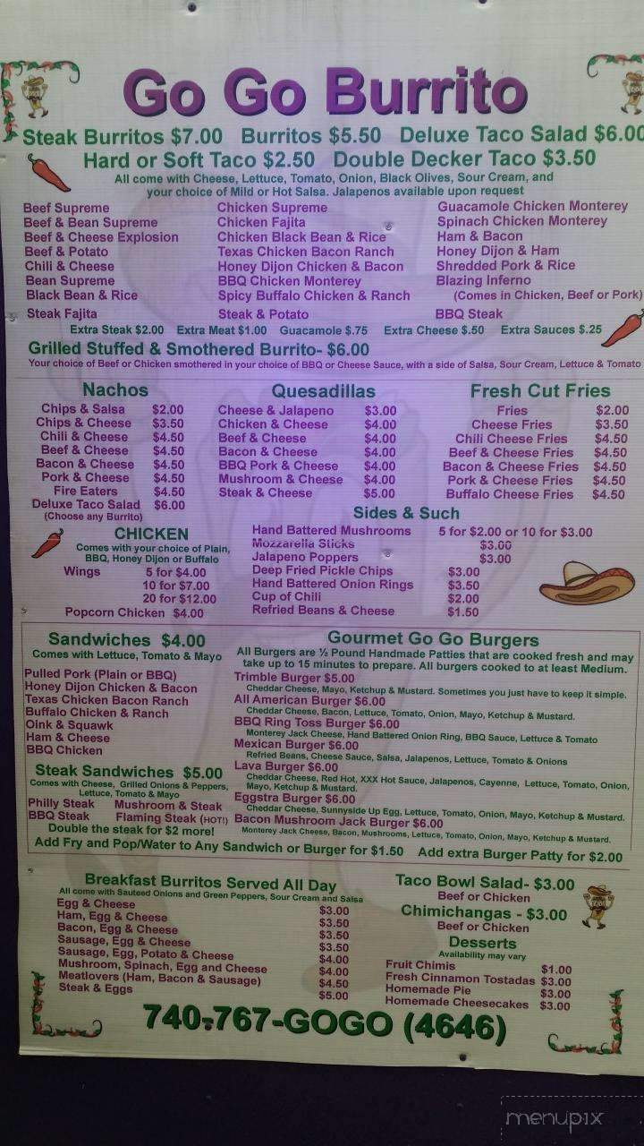 Go Go Burrito - Trimble, OH menu_pic