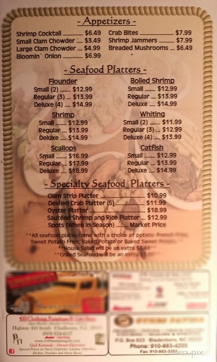 Mark's Seafood and Steak House - Whiteville, NC menu_pic