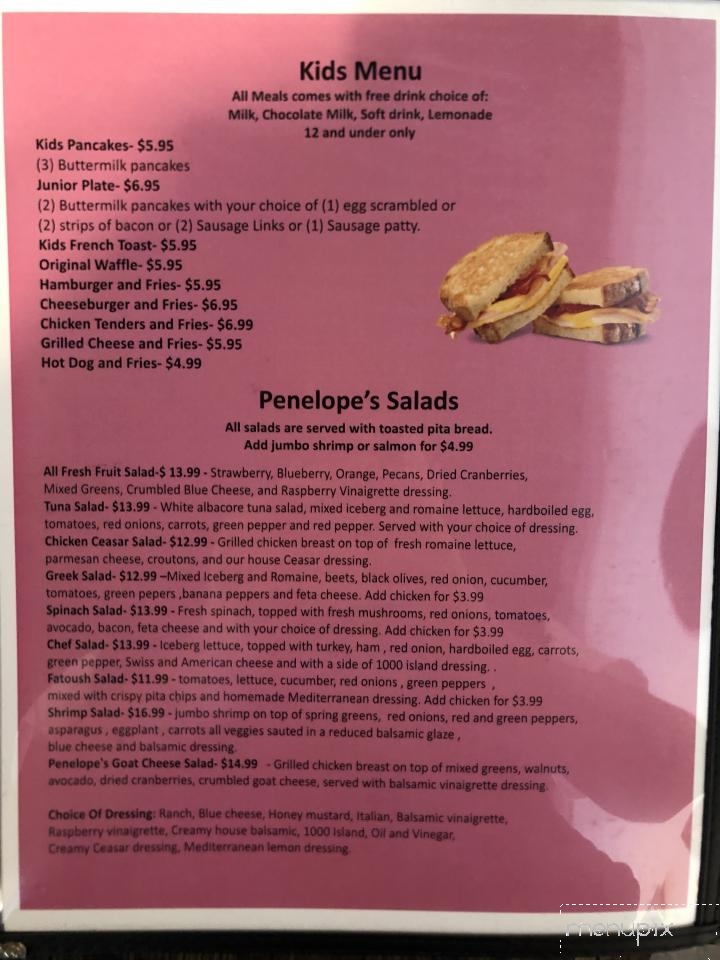Penelope's diner - Delray Beach, FL menu_pic