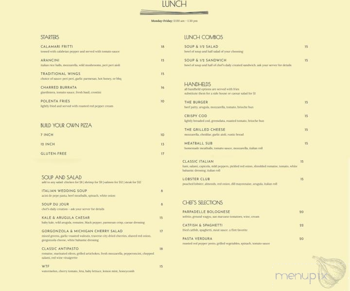 Sauce Italian American Kitchen - Flint, MI menu_pic