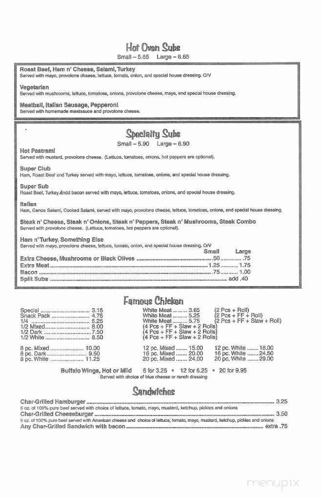 Famous Subs & Pizza - Southport, NC menu_pic