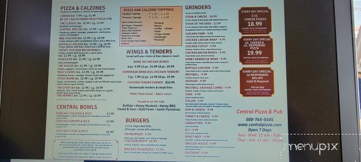 Central Pizza & Pub - Southbridge, MA menu_pic